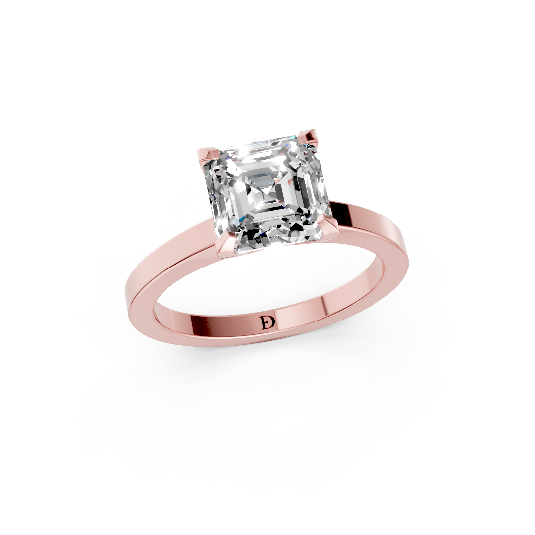 Asscher Cut V-Cathedral Shank Ring
