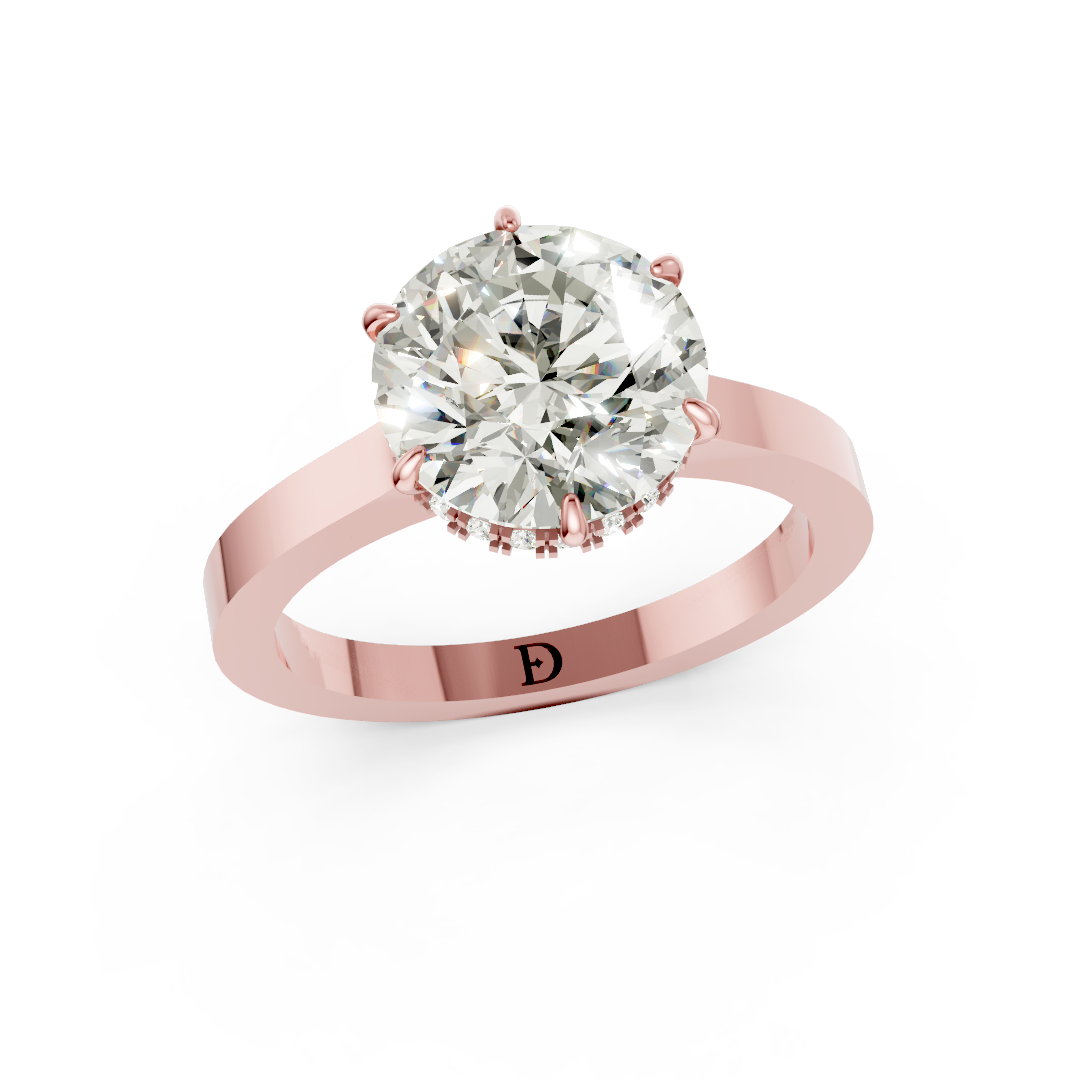 Round Solitaire Diamond Hidden Halo Ring