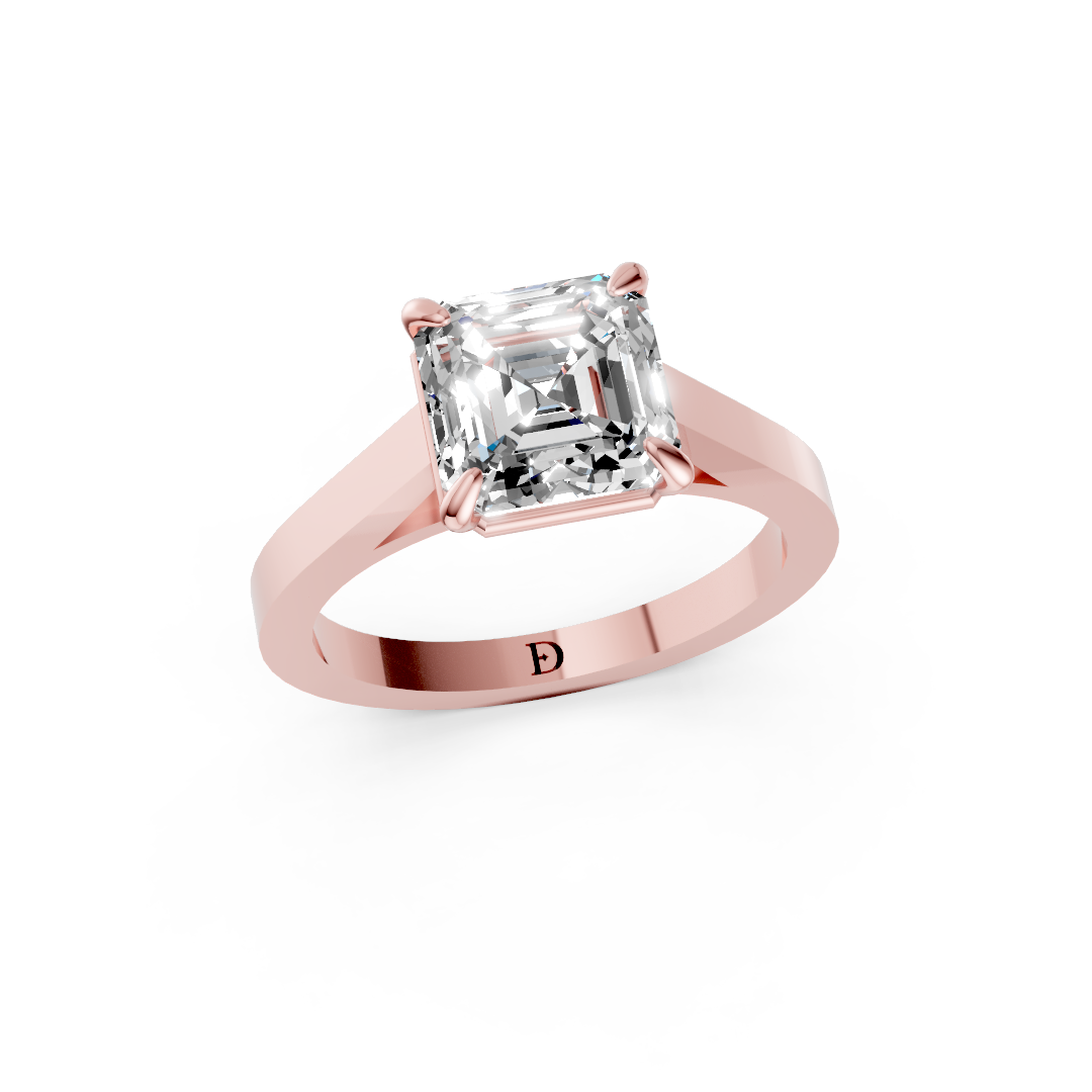 Asscher Diamond 4-Prong Ring