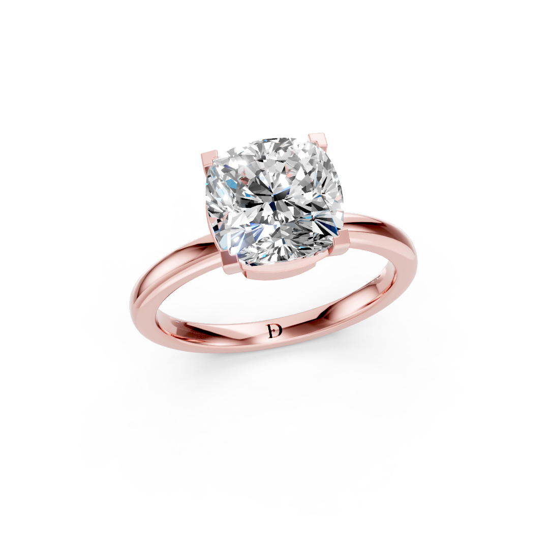 Cushion Cut Diamond Solitaire Engagement Ring