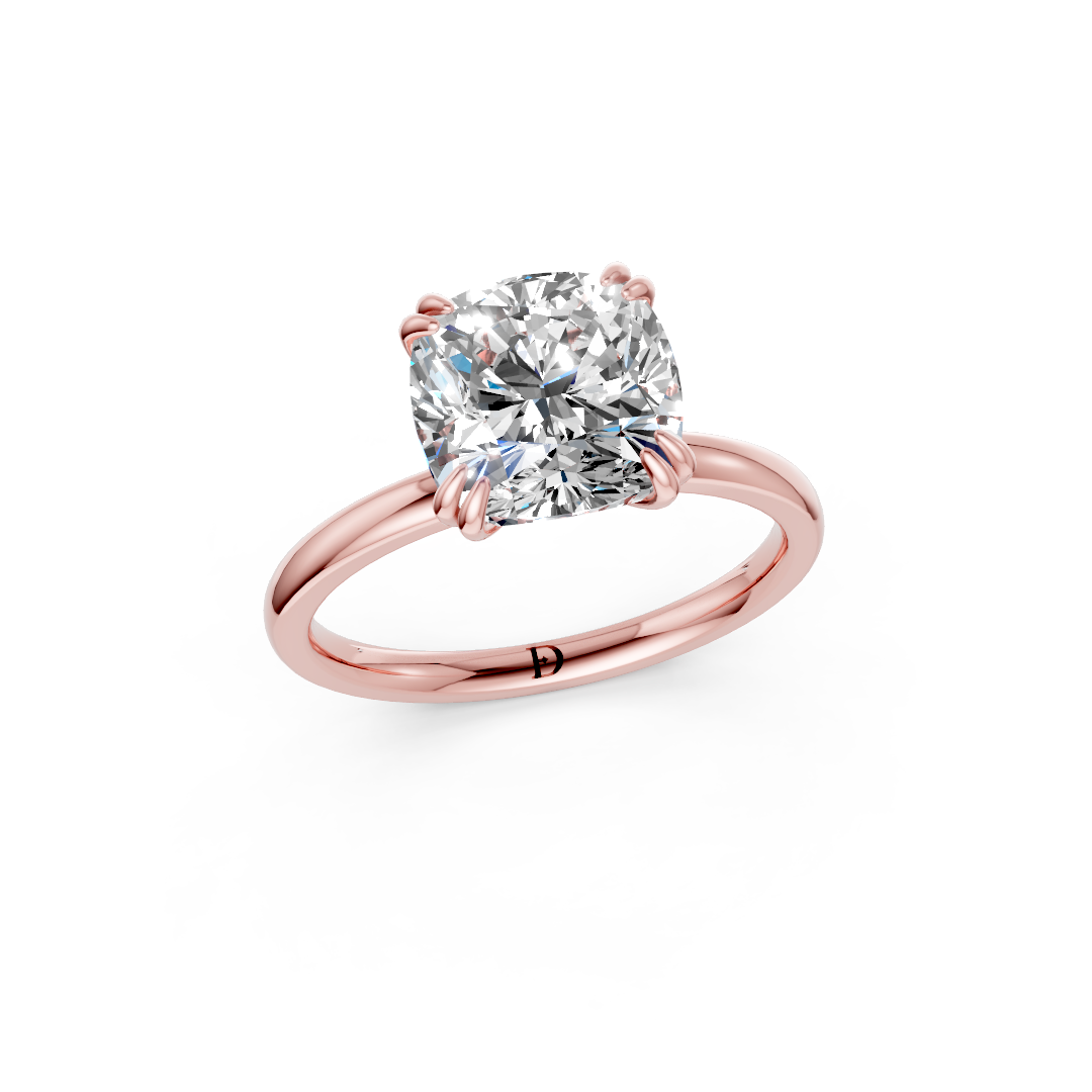 Double Prong Cushion Solitaire Ring