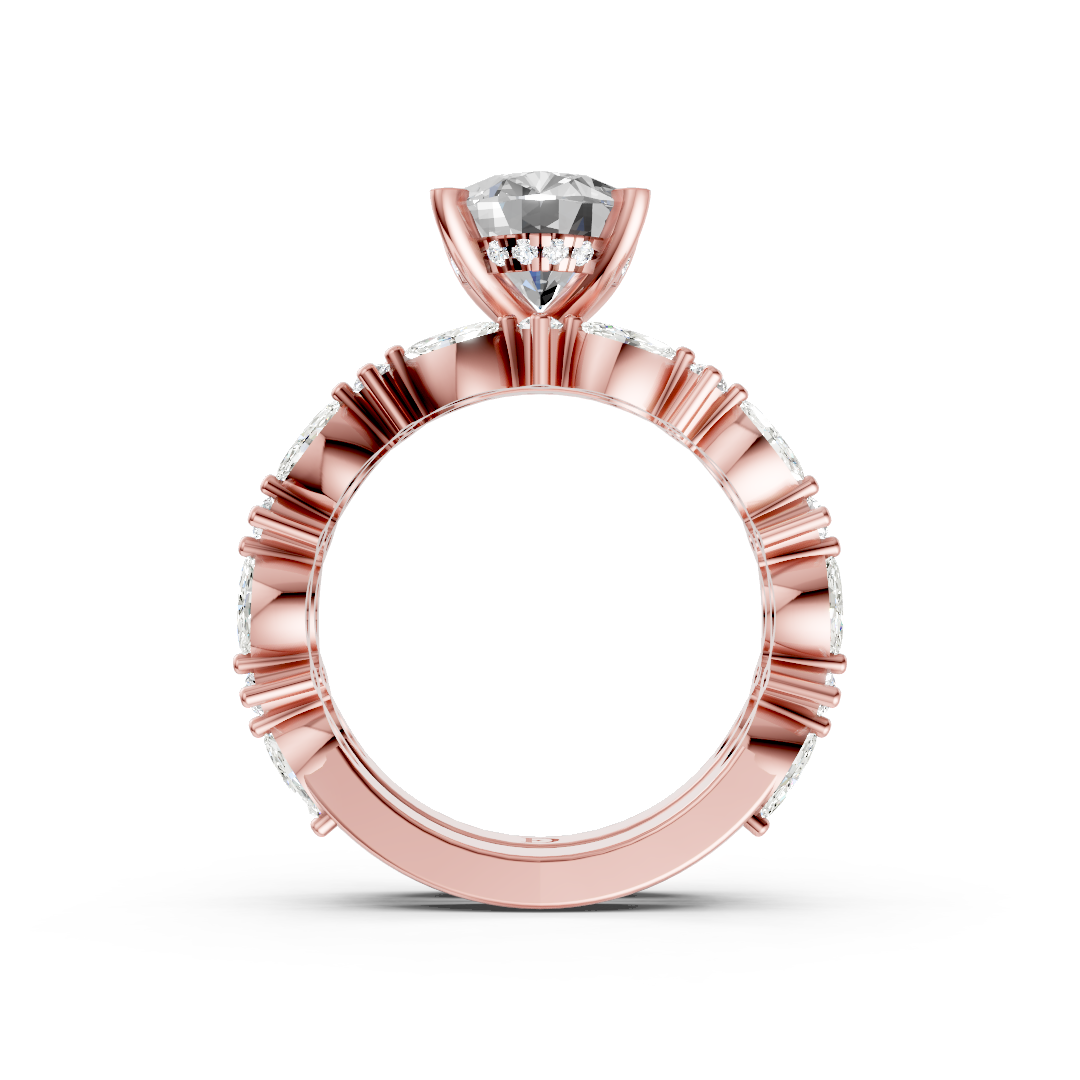 Oval Diamond Double Band Marquise Accent Ring Set