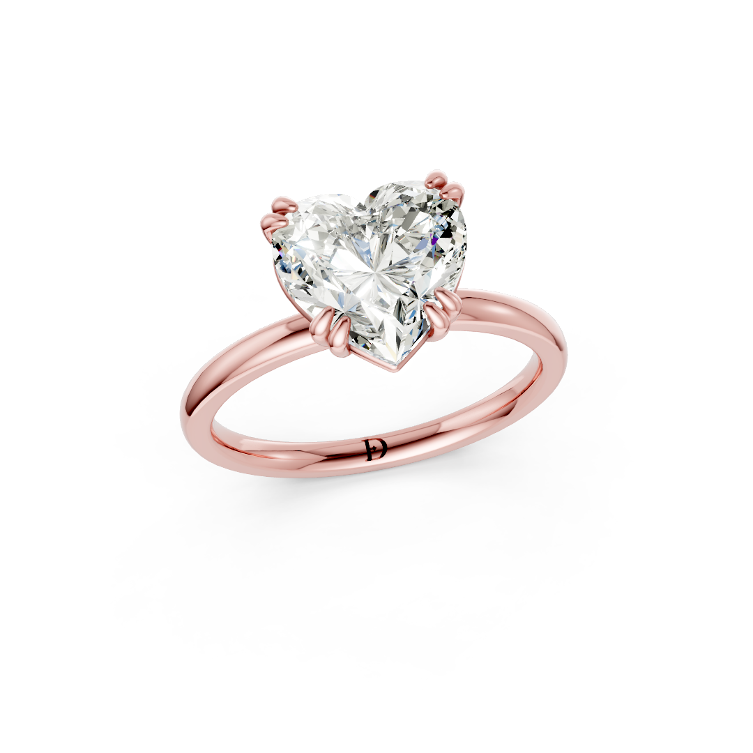 Double Prong Heart Solitaire Ring
