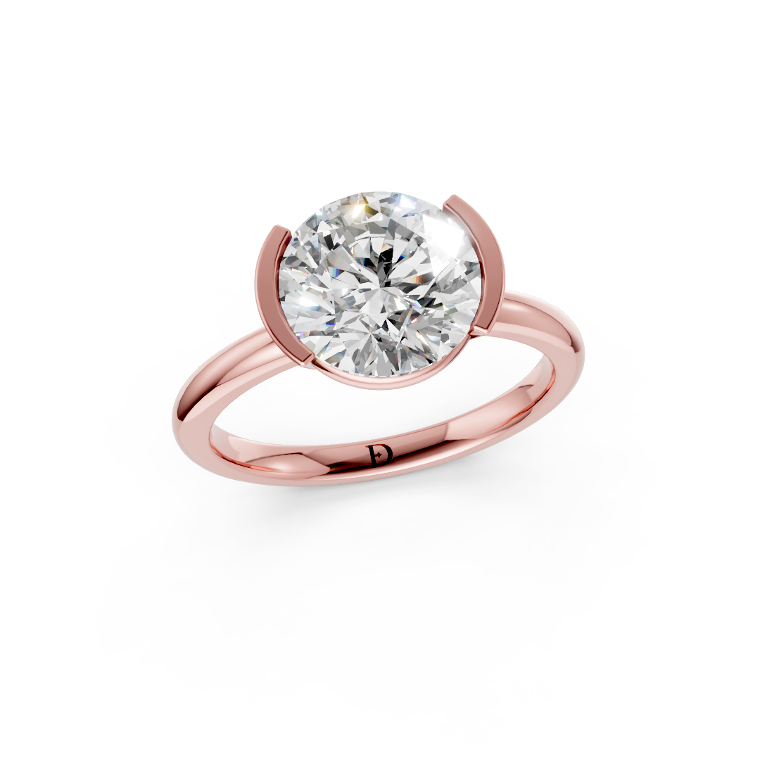 Round Cut Half Bezel Set Ring