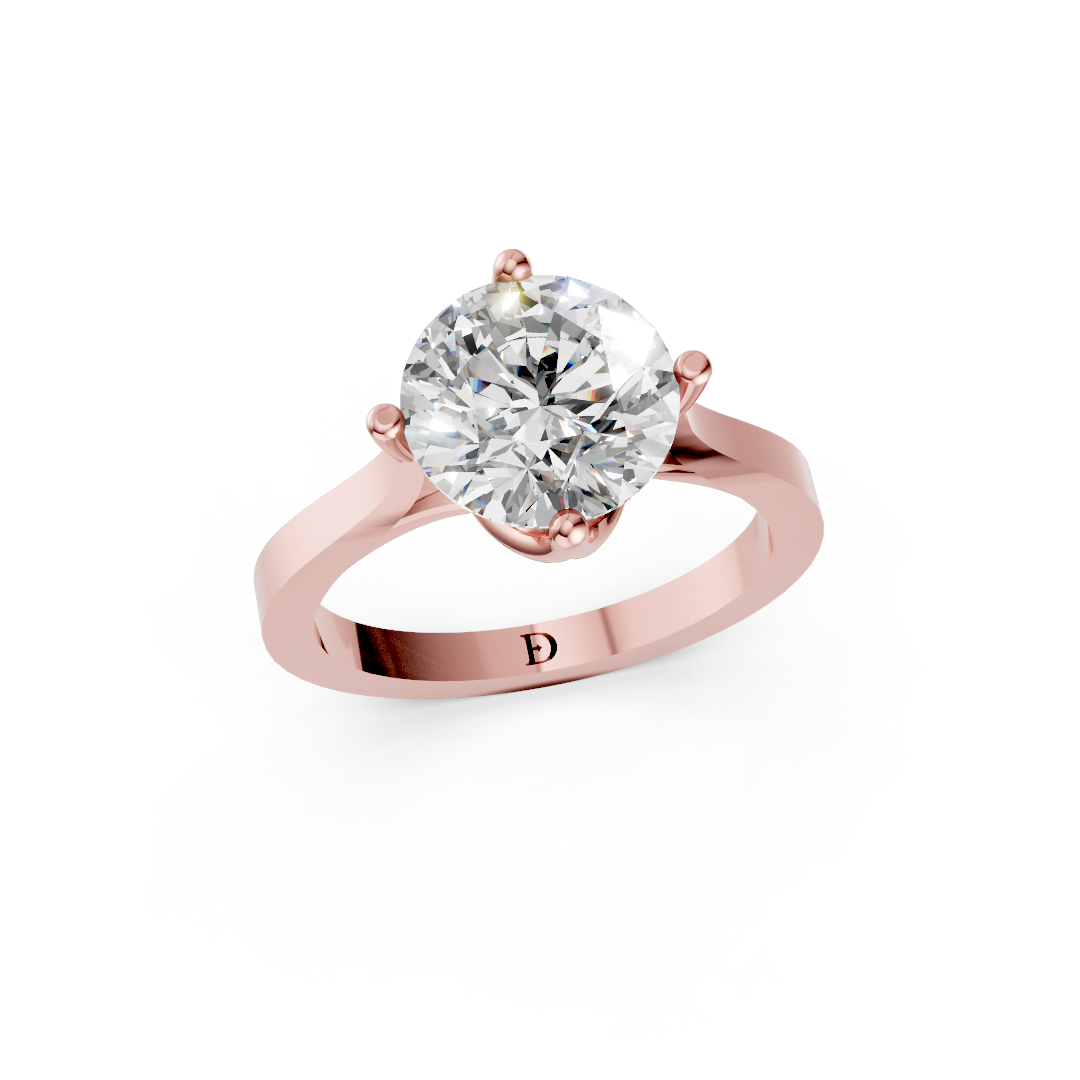 Round Cut Diamond Cathedral Shank Ring