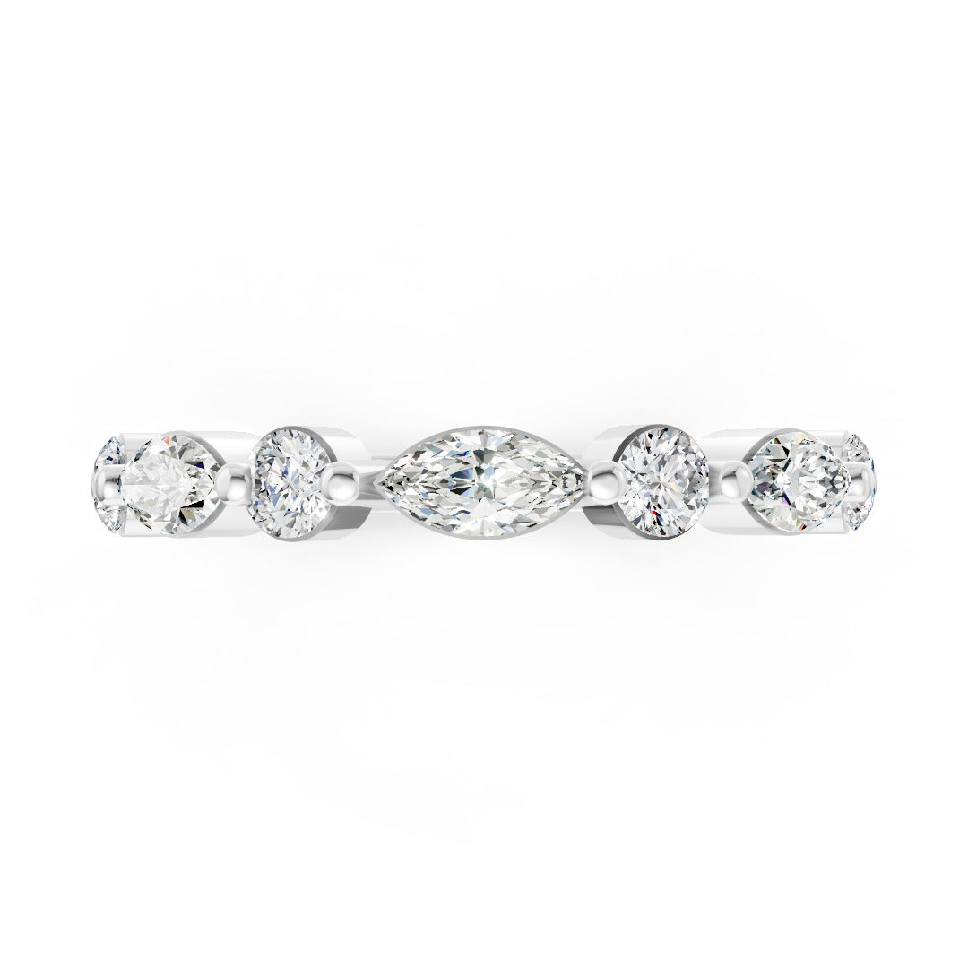 Marquise & Round Diamond Mixed Cut Wedding Band