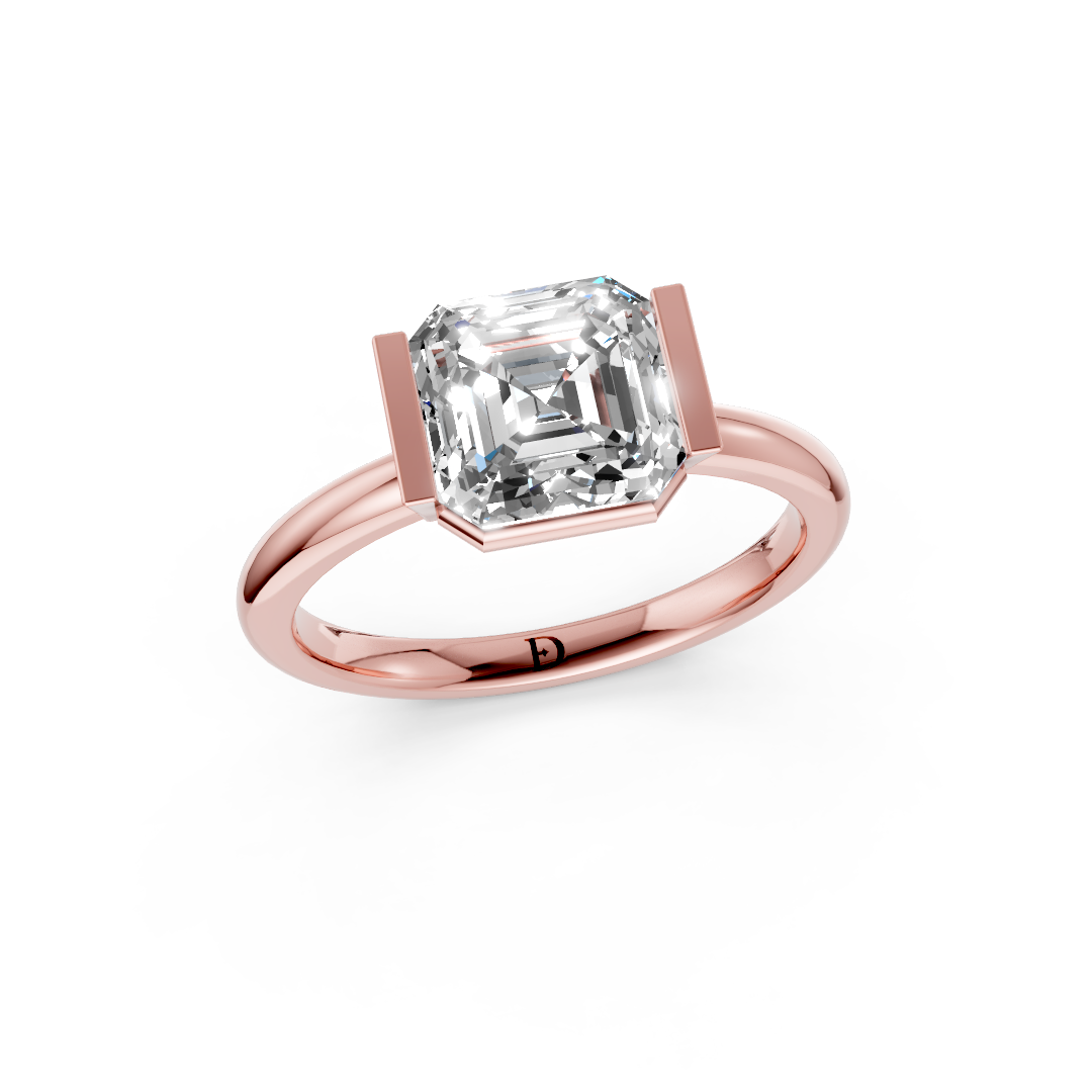 Asscher Cut Half Bezel Set Ring