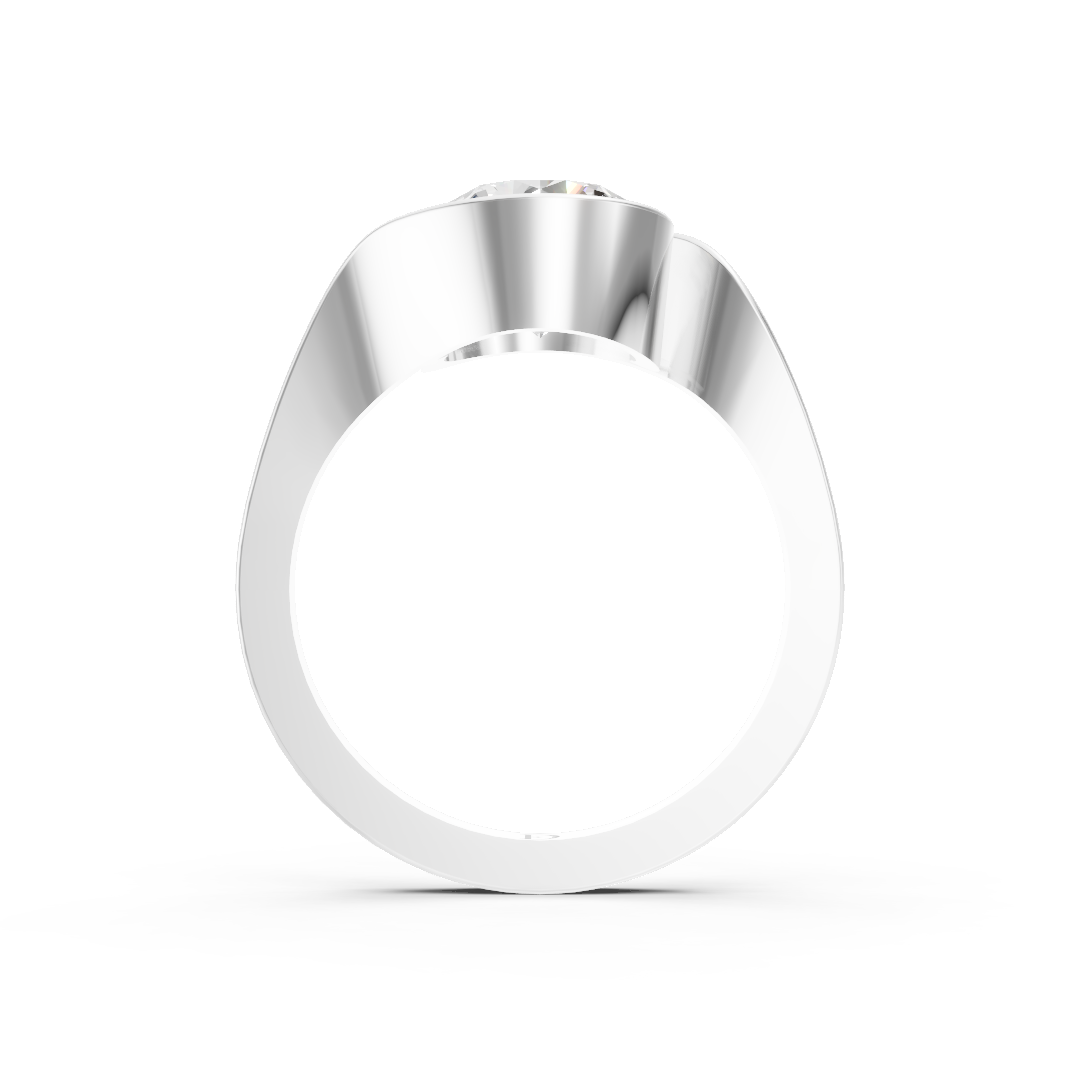 Round Cut Diamond Bypass Bezel Engagement Ring