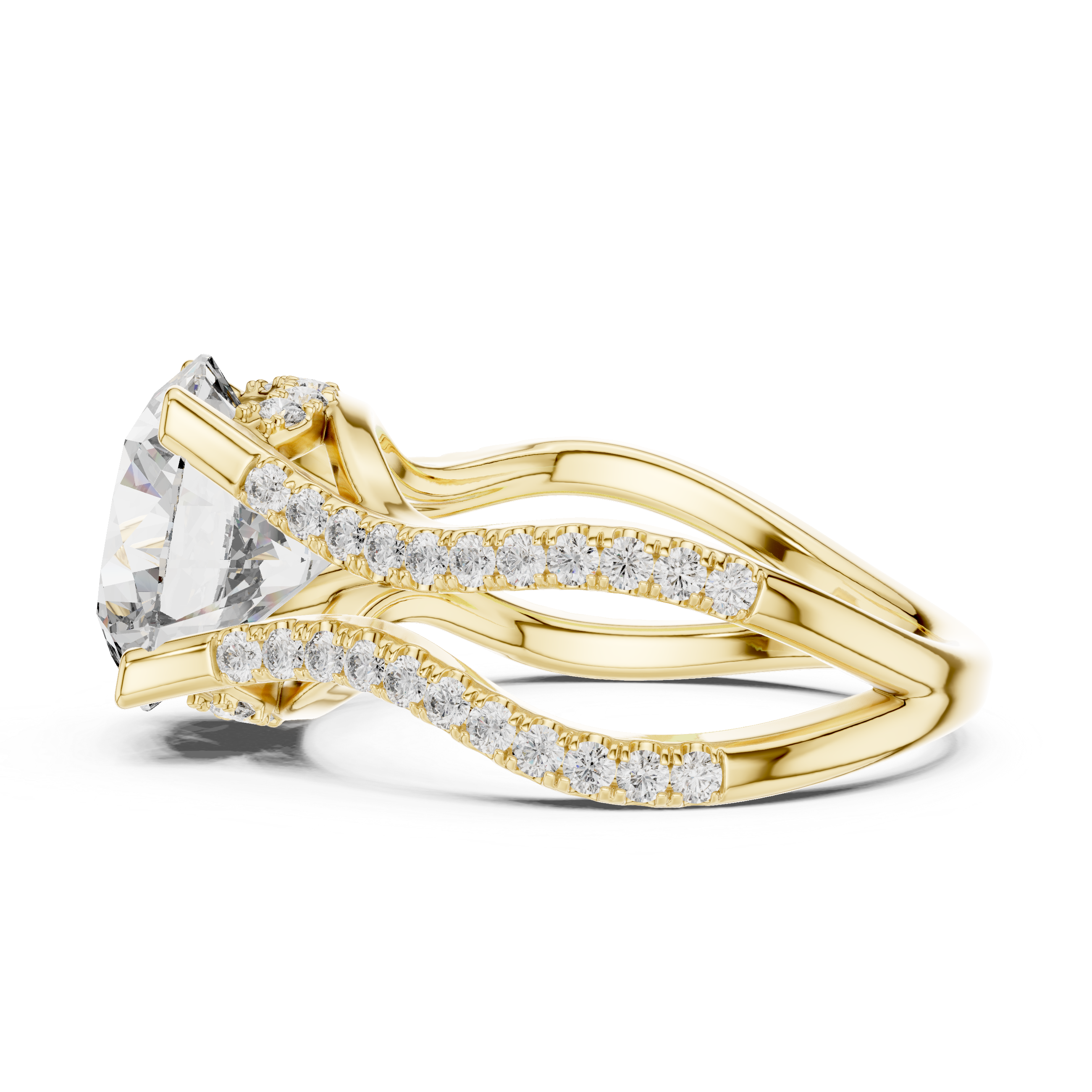 Round Diamond Split Shank Engagement Ring