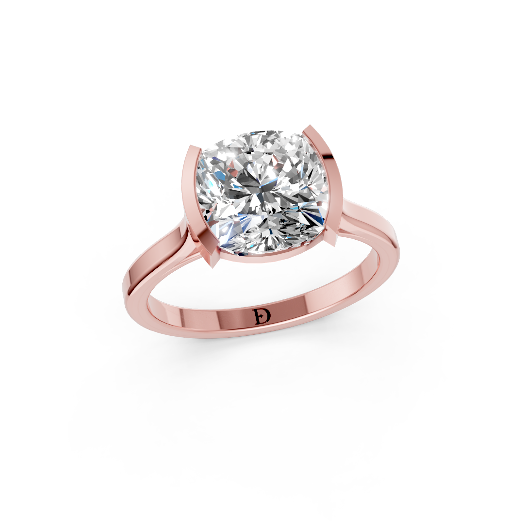 Cushion Cathedral Half Bezel Solitaire Ring