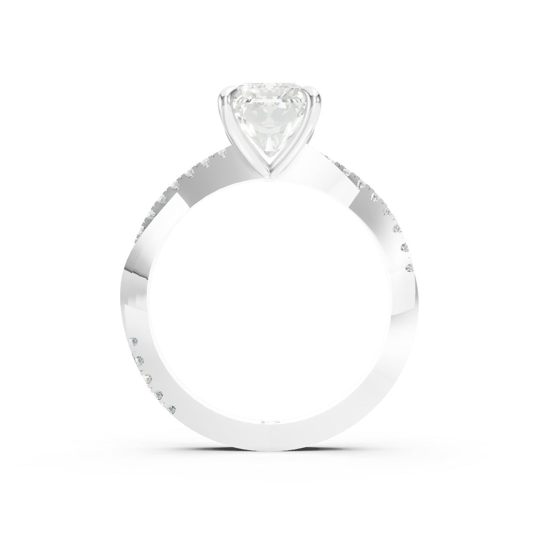 Radiant Cut Diamond Twisted Anniversary Ring With Pave Band