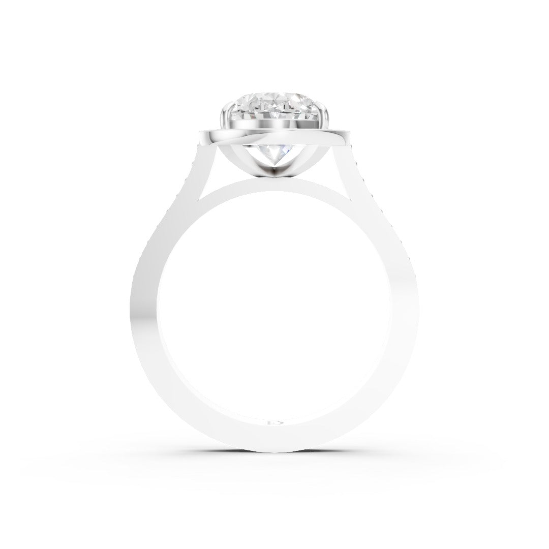Oval Cut Lab Grown Diamond Halo Engagement Ring