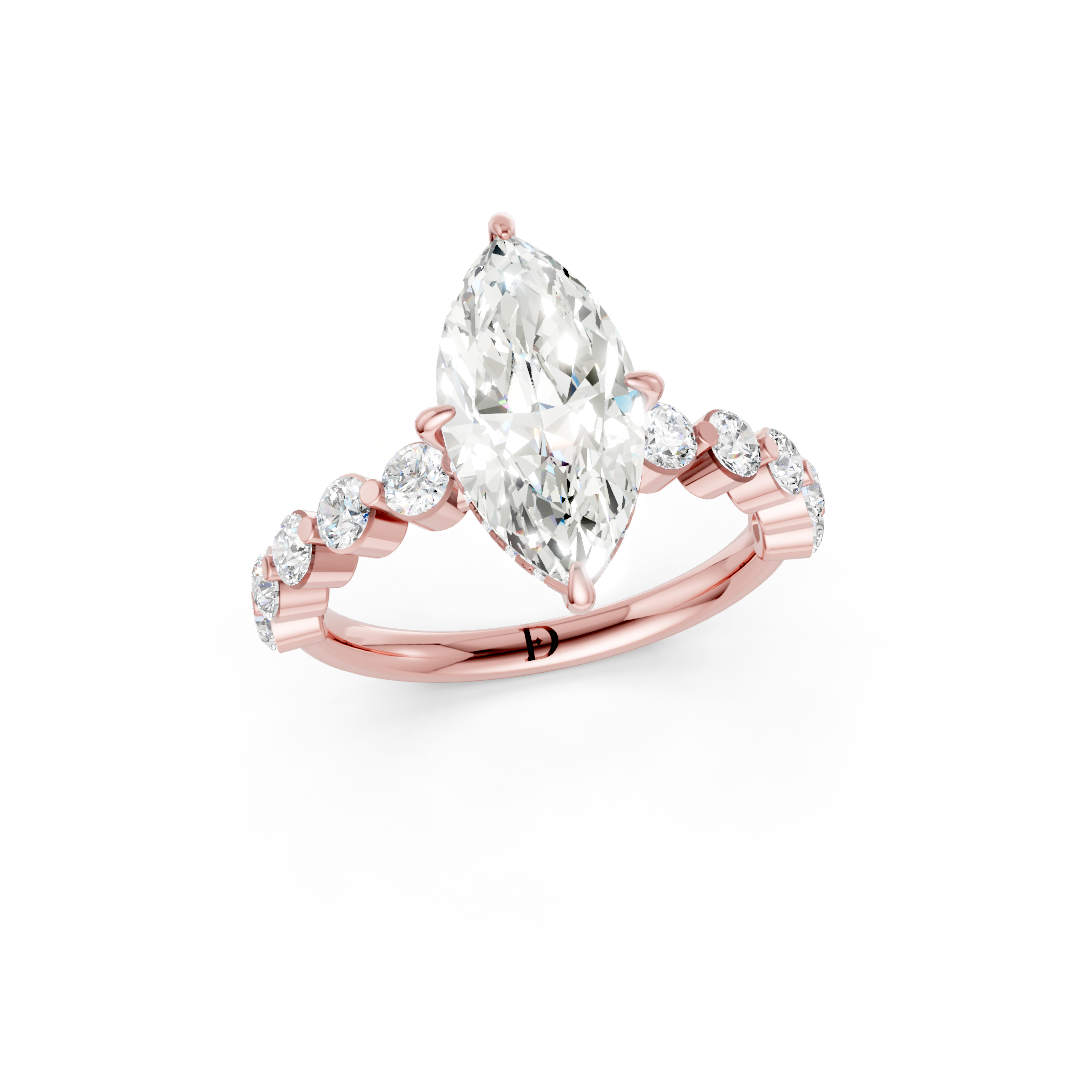 Marquise Diamond Shared Prong Engagement Ring