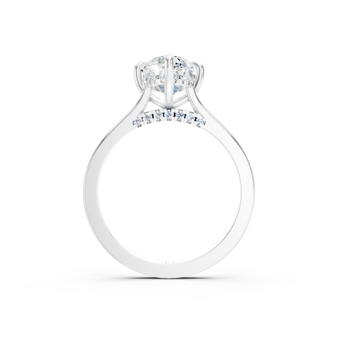Marquise Diamond Solitaire With Under-Halo & Bridge Accents
