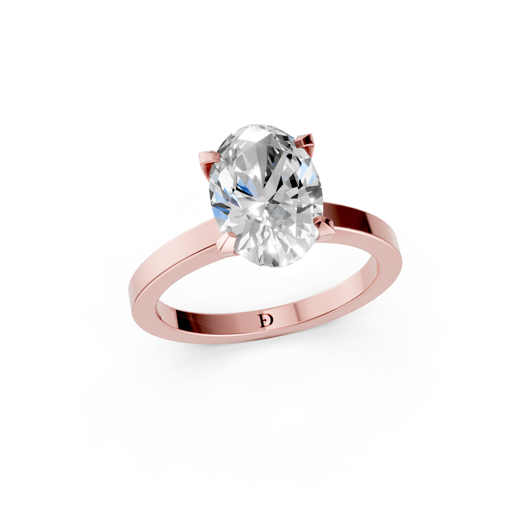 Oval Cut V-Cathedral Shank Ring