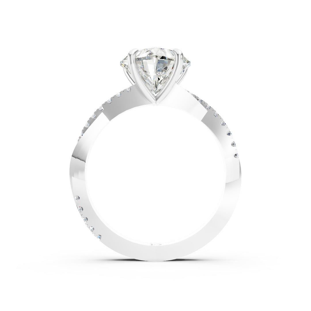 Heart Cut Diamond Twisted Anniversary Ring With Pave Band