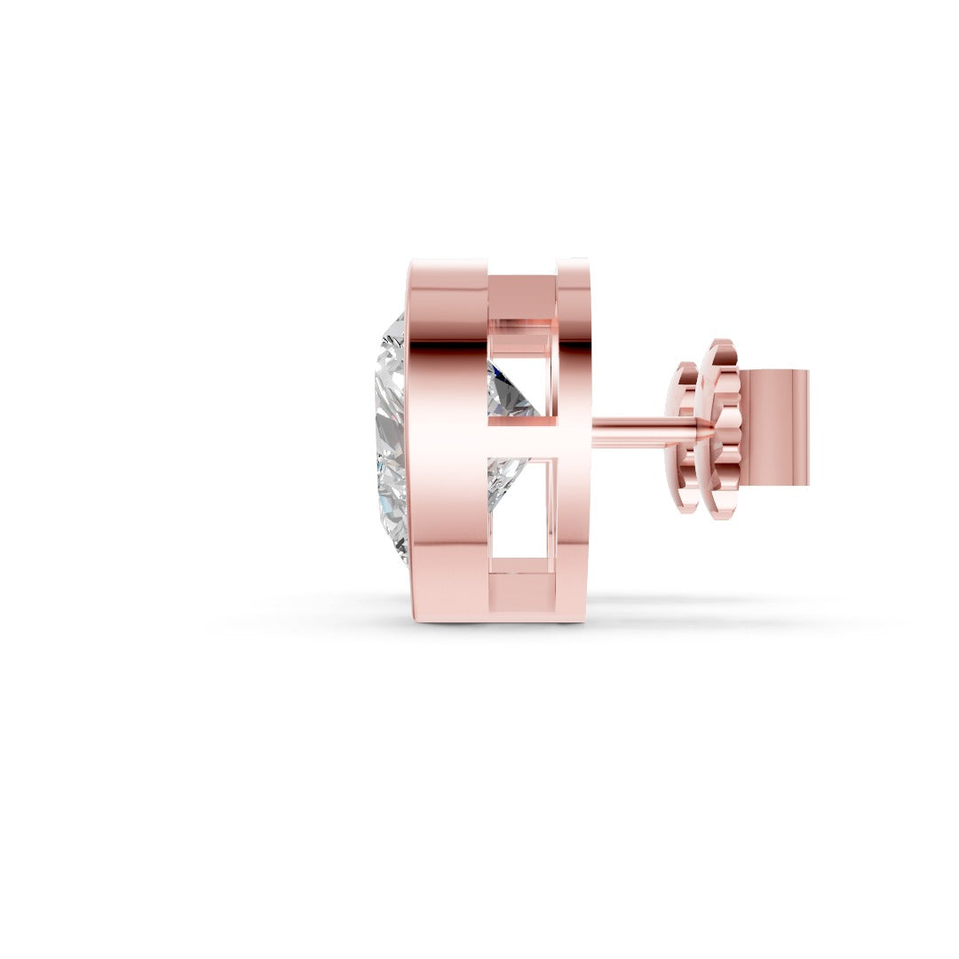 Heart Cut Lab Grown Diamond Bezel Set Stud Earring