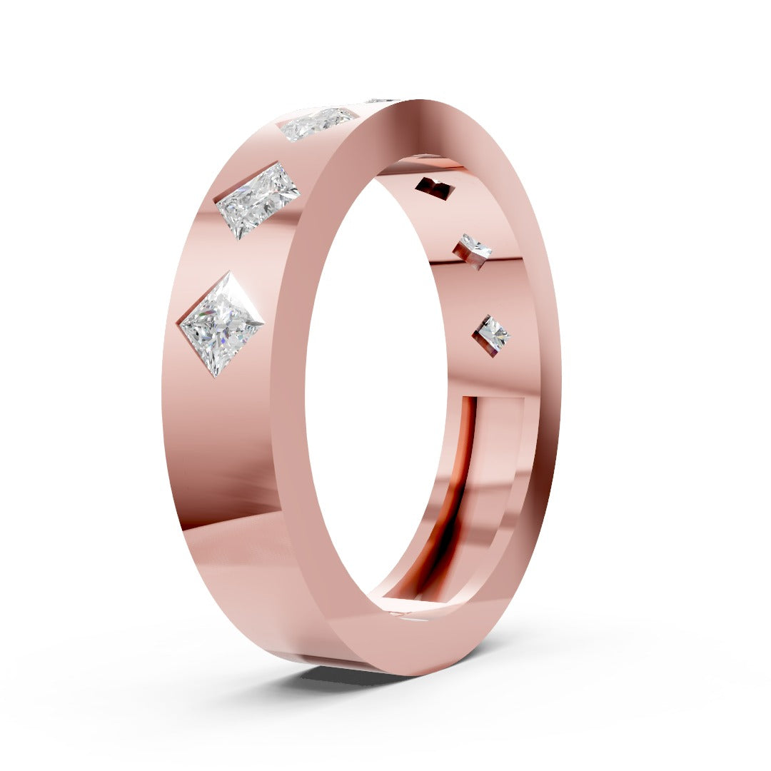 Flush Set Princess Cut Lab Grown Diamond Wedding Band