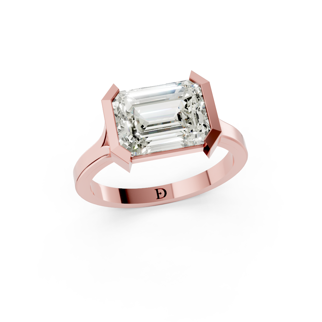 Emerald Cathedral Half Bezel Solitaire Ring