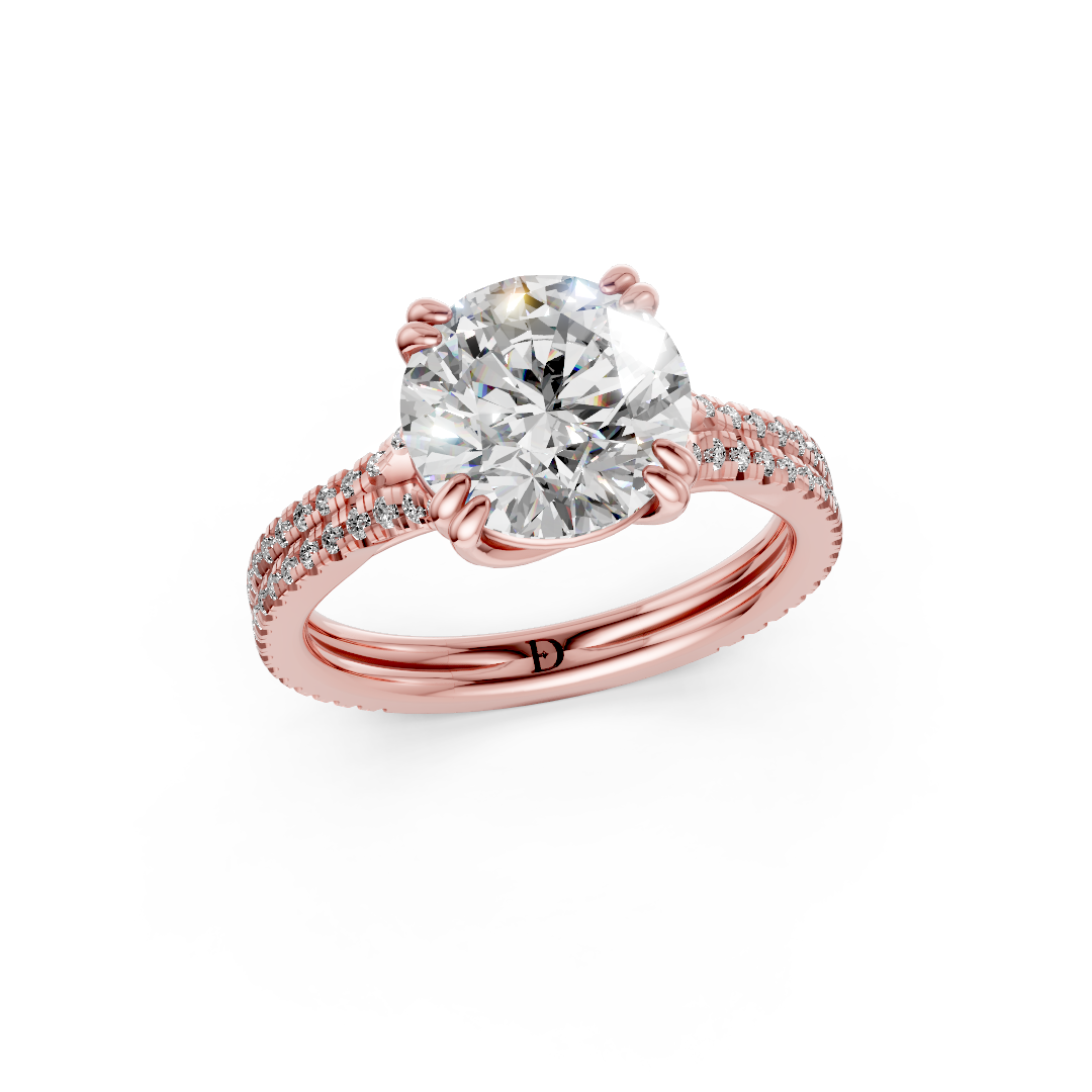 Round Diamond Double Band Engagement Ring