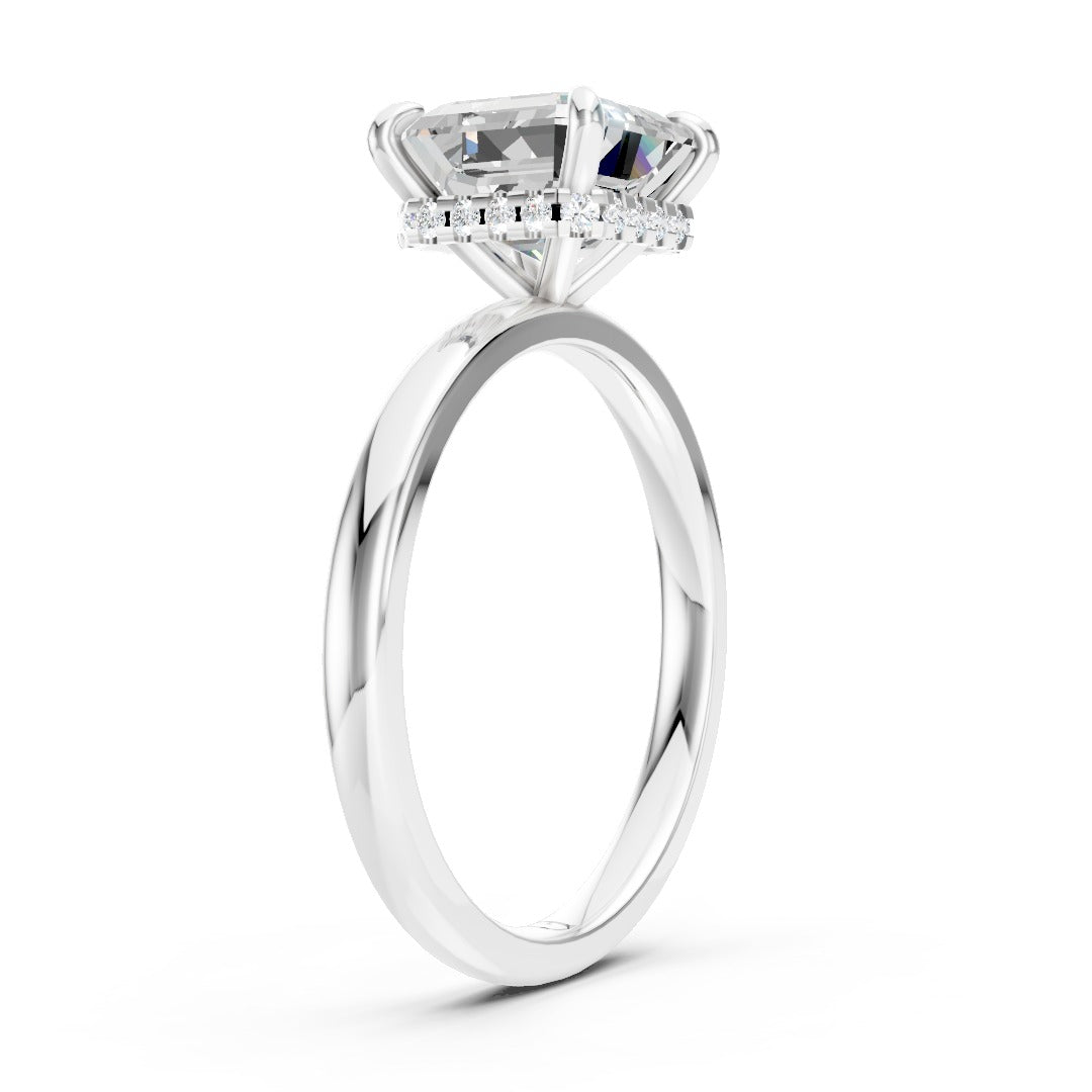 Hidden Halo Asscher Cut Diamond Engagement Ring