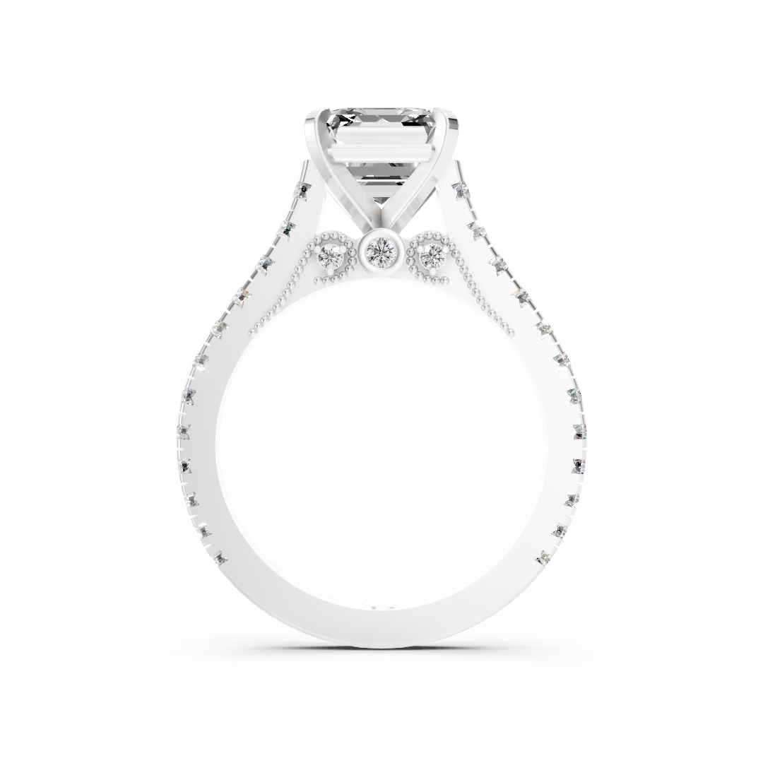 Asscher Diamond Graduation Set Engagement Ring