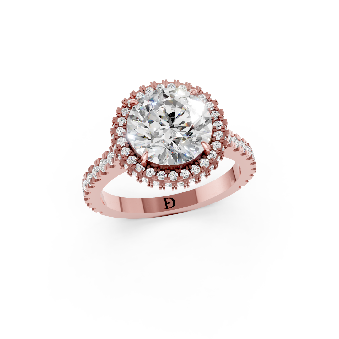 Round Diamond Halo Pave Set Ring