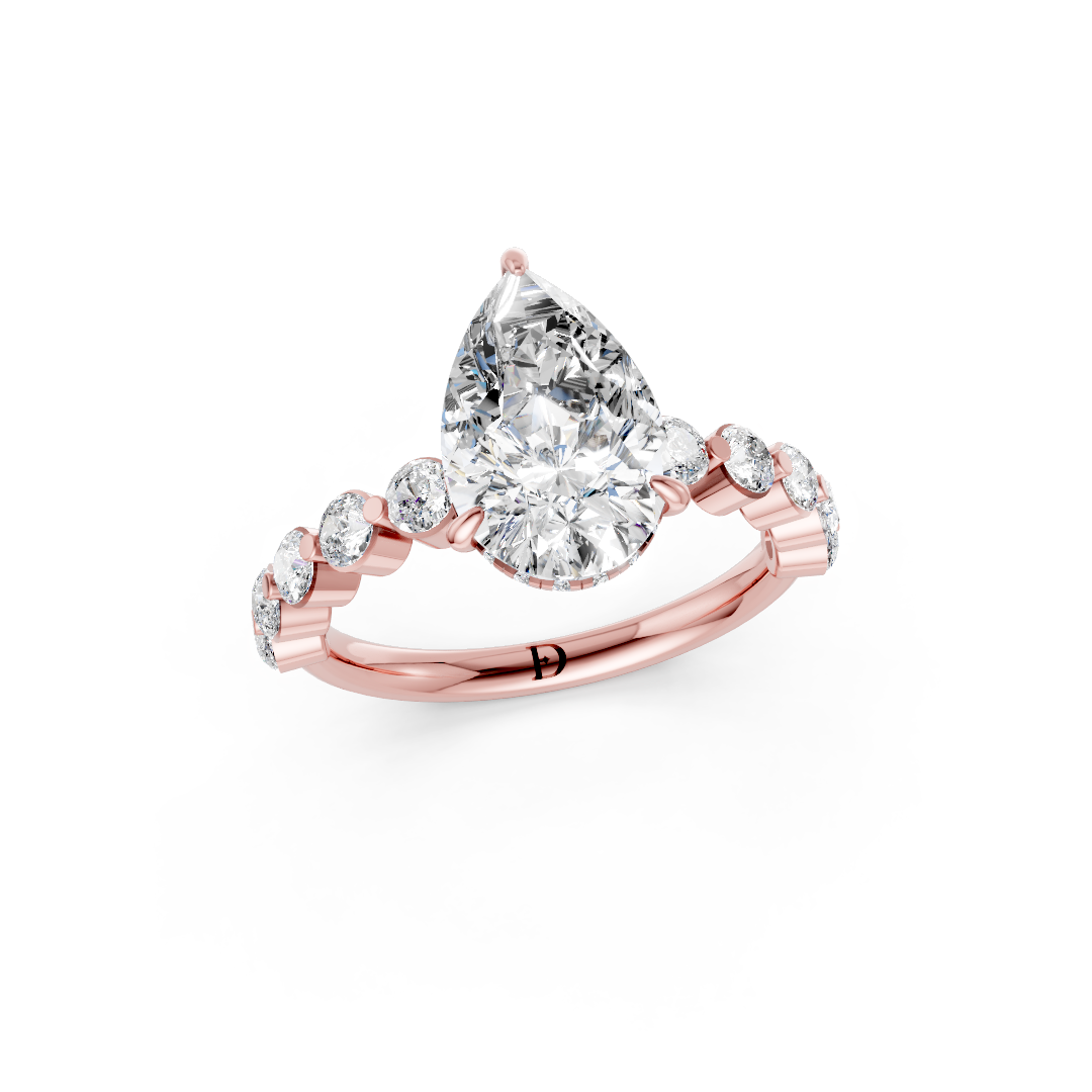 Pear Diamond Shared Prong Engagement Ring