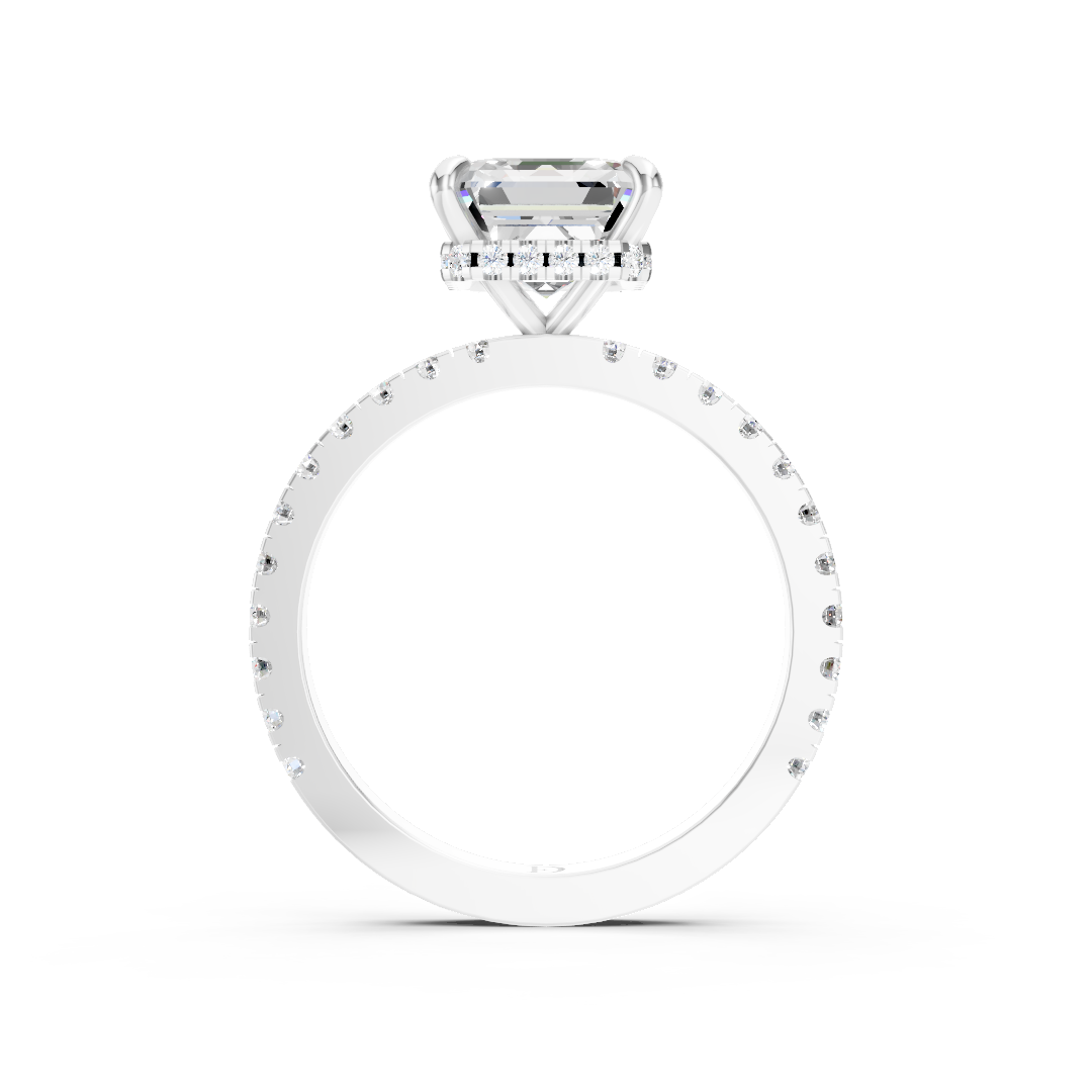 Asscher Diamond With Hidden Halo Anniversary Ring