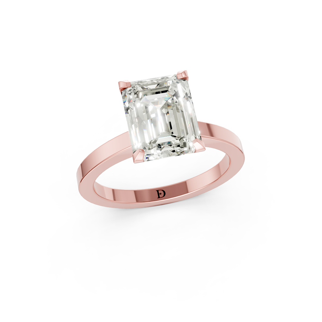 Emerald Cut V-Cathedral Shank Ring