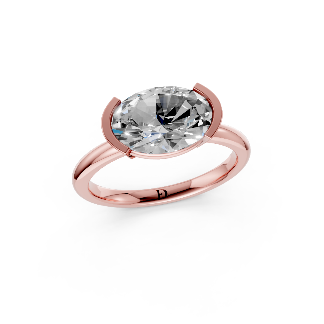 Oval Cut Half Bezel Set Ring