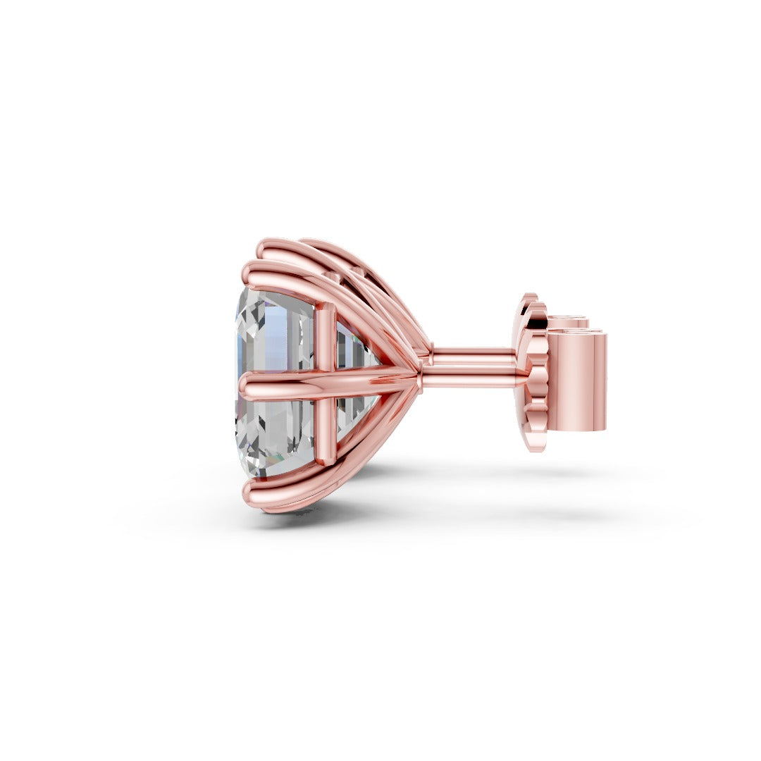 Asscher Brilliant Cut Diamond Stud Earrings