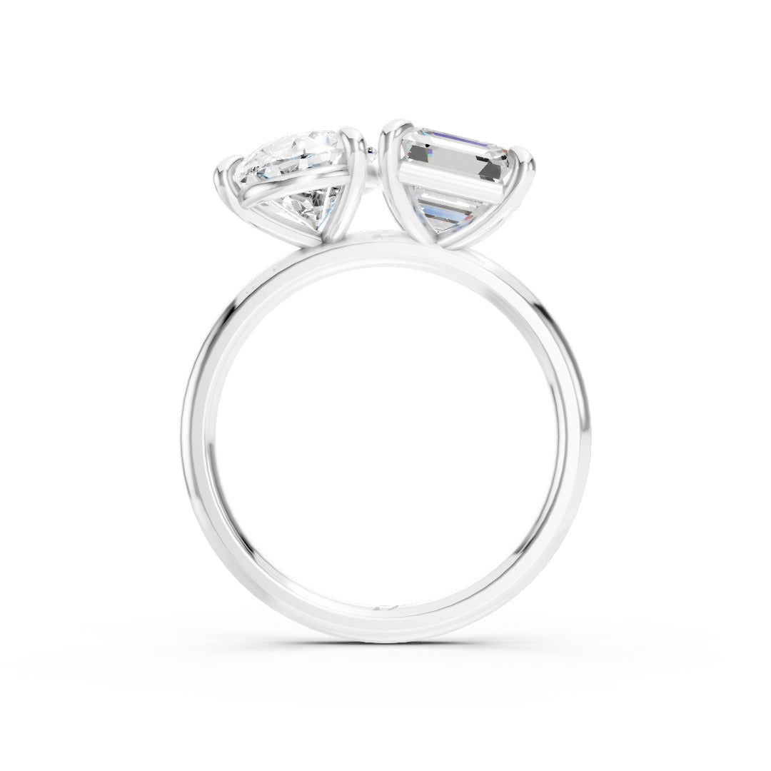 Toi et Moi Pear And Asscher Cut Engagement Ring
