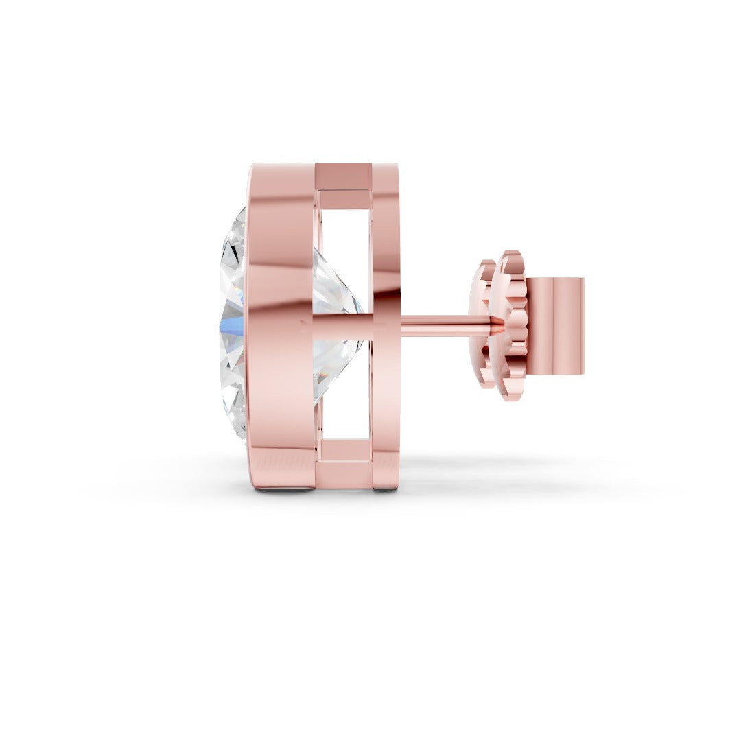 Oval Cut Lab Grown Diamond Bezel Set Stud Earring