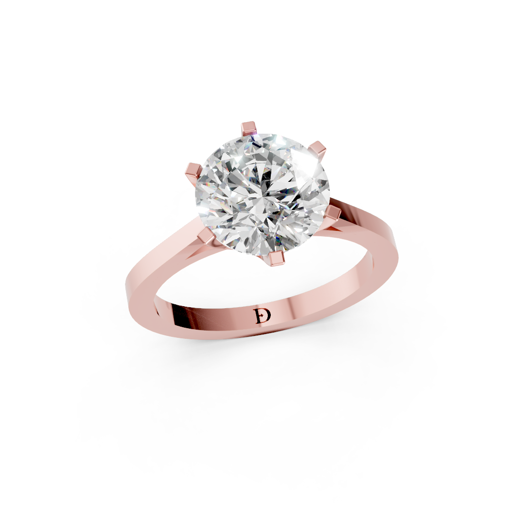 Round Cut Six Prong Cathedral Ring