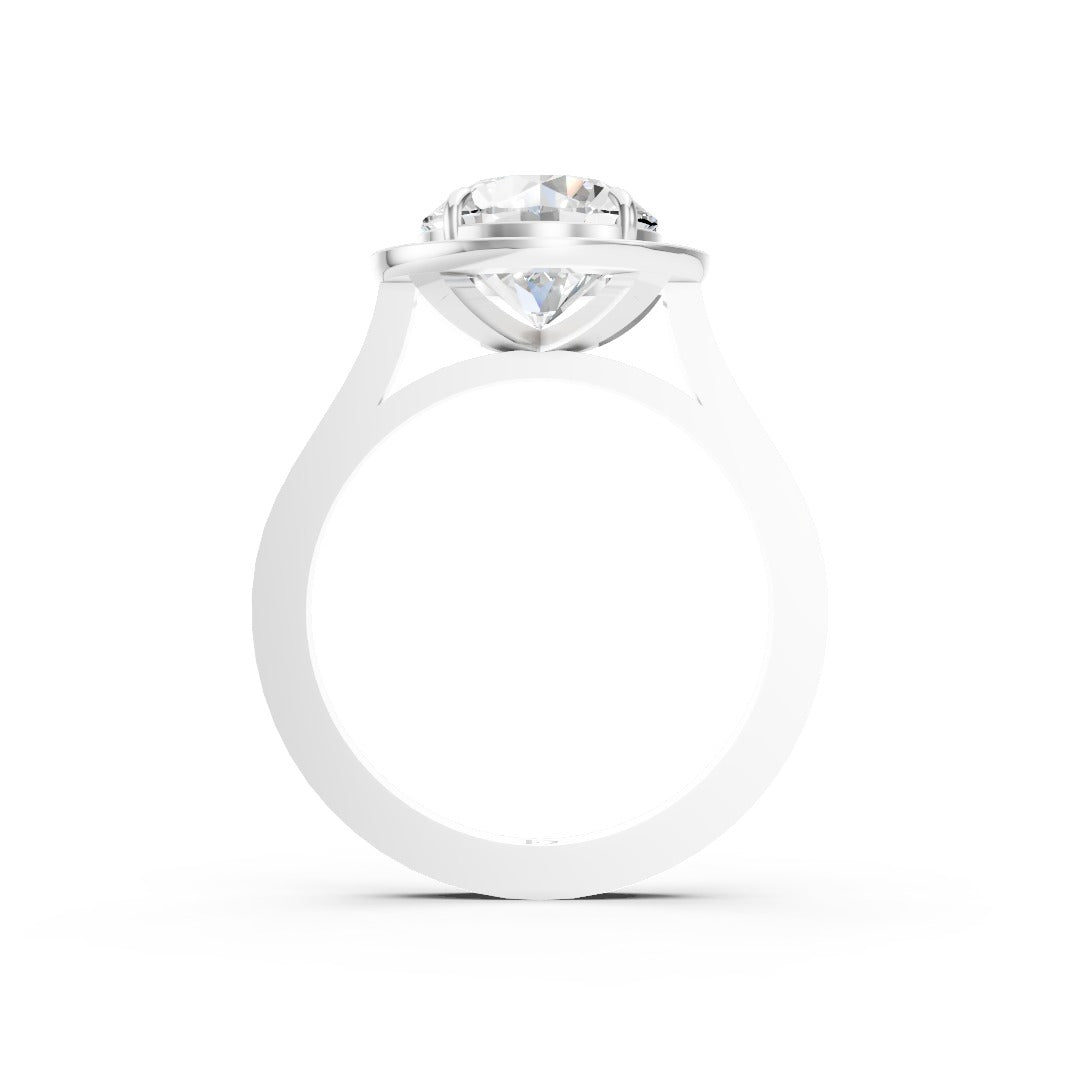 Round Cut Lab Grown Diamond Halo Engagement Ring