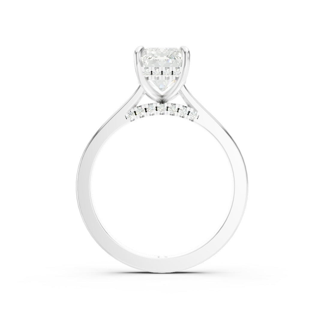 Radiant Diamond Solitaire With Under-Halo & Bridge Accents
