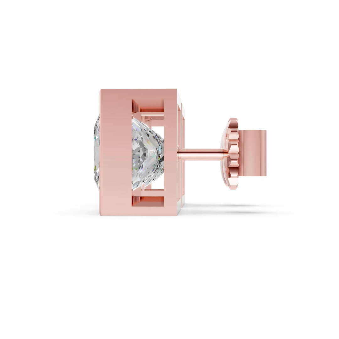 Princess Cut Lab Grown Diamond Bezel Set Stud Earring