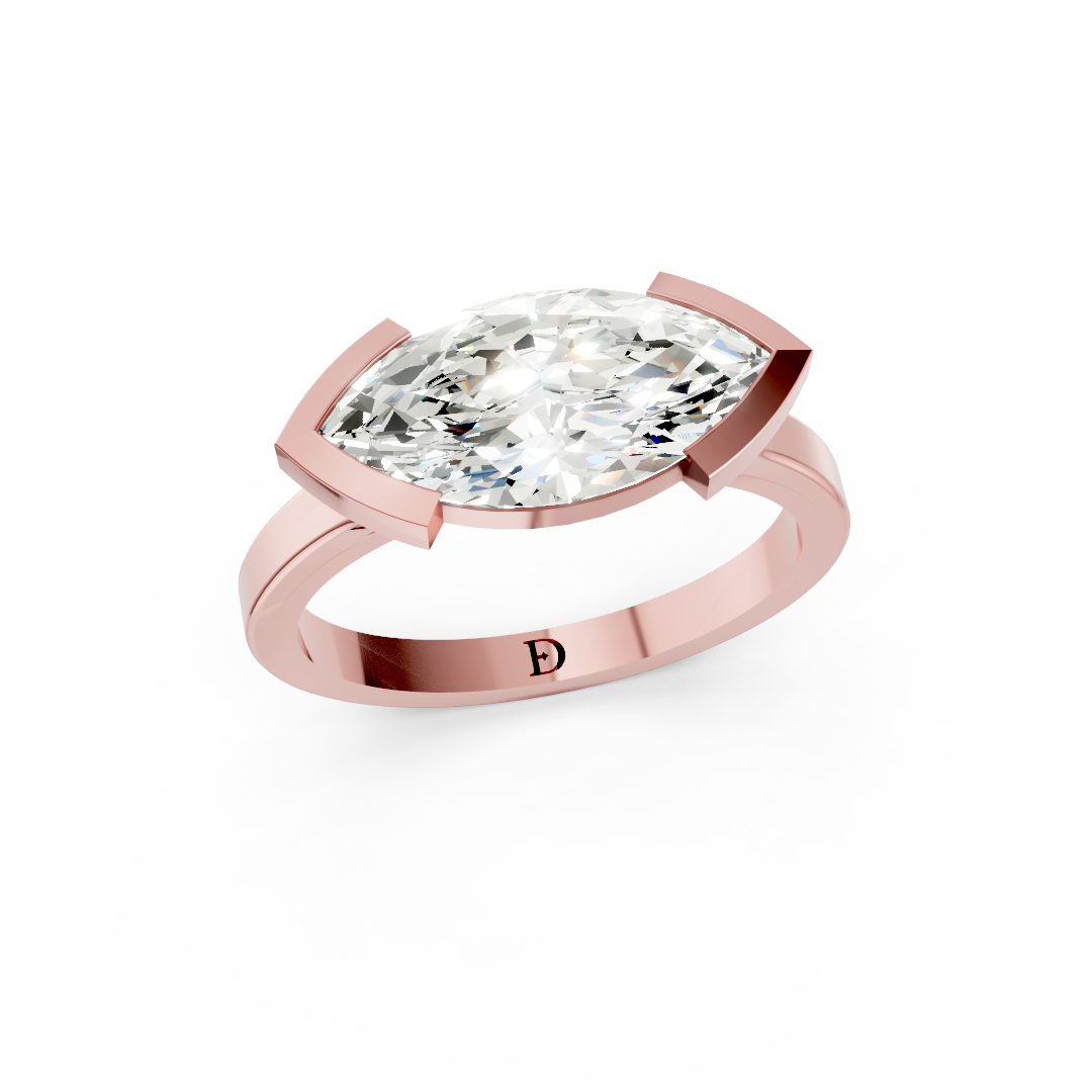 Marquise Cathedral Half Bezel Solitaire Ring