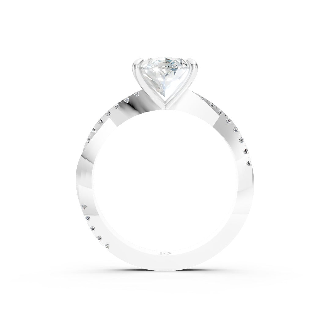 Marquise Cut Diamond Twisted Anniversary Ring With Pave Band