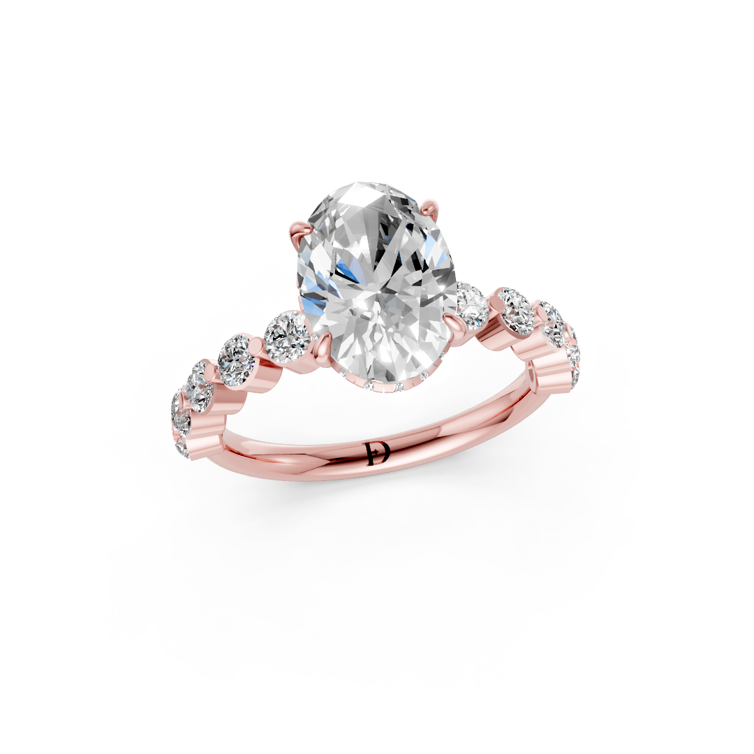 Oval Diamond Shared Prong Engagement Ring