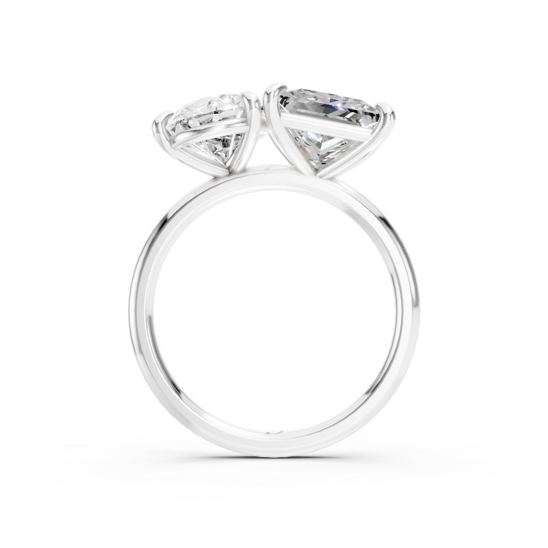 Toi et Moi Pear And Princess Cut Engagement Ring