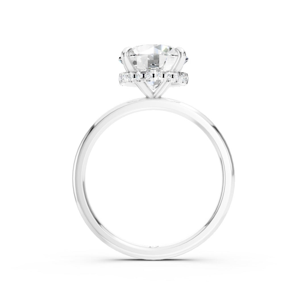 Hidden Halo Round Cut Diamond Engagement Ring