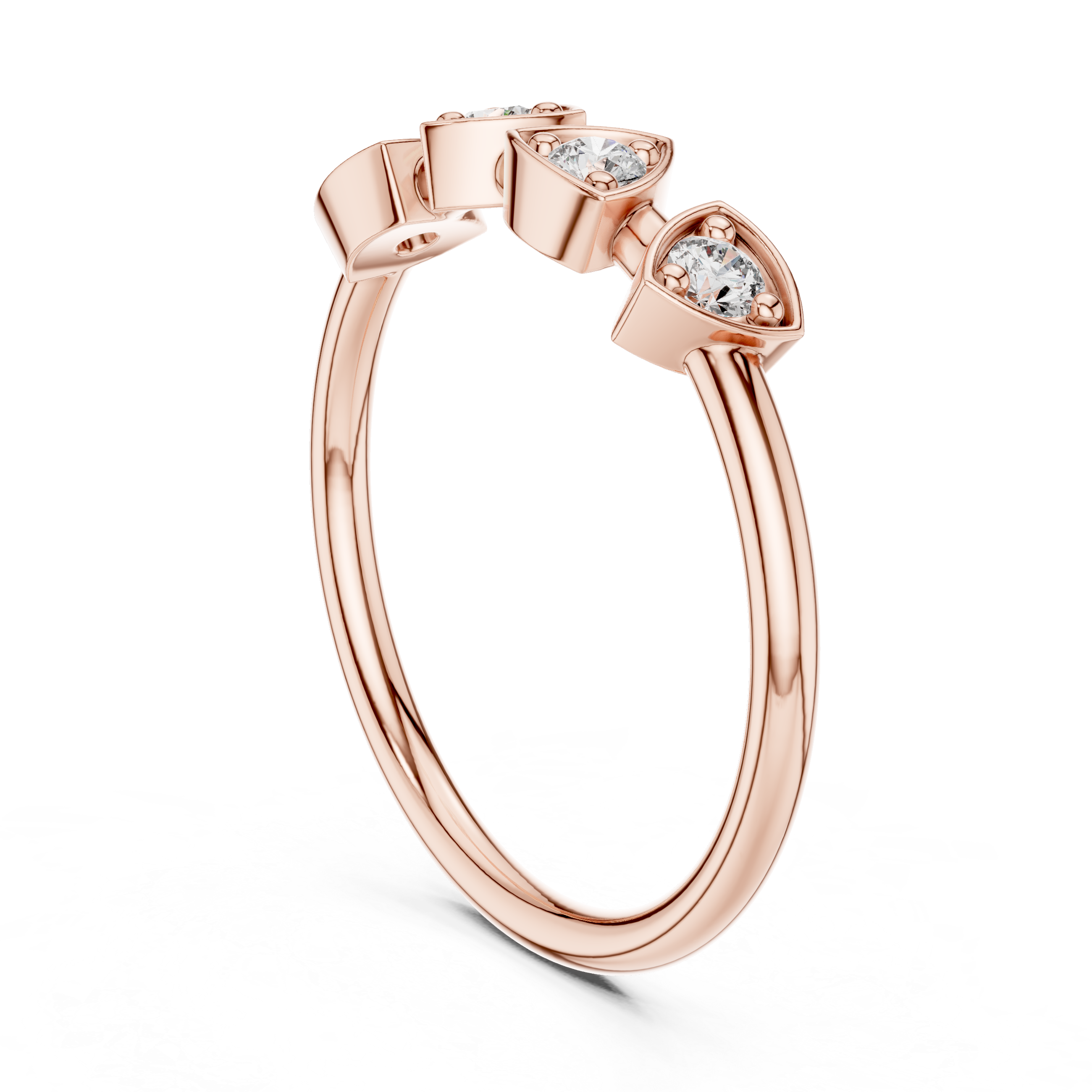 Round Brilliant Diamond Triangle Shaped Geometric Wedding Band