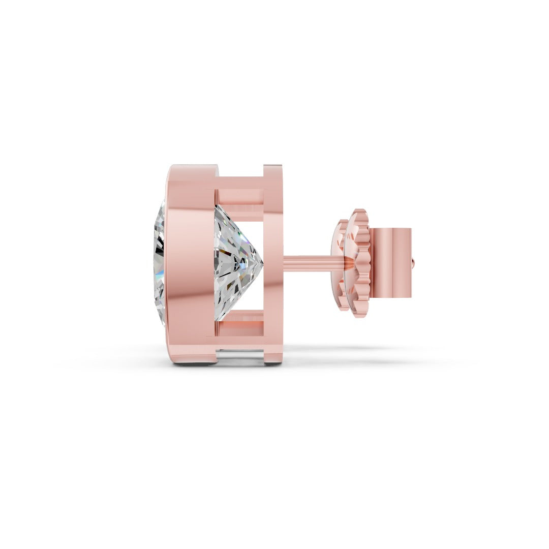 Cushion Cut Lab Grown Diamond Bezel Set Stud Earring