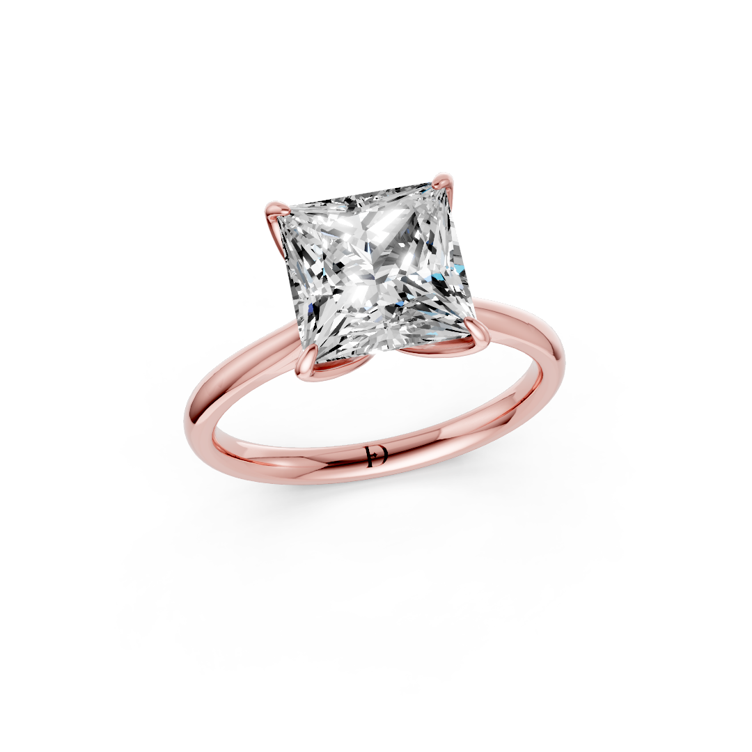 Princess Cut Flower Prong ring