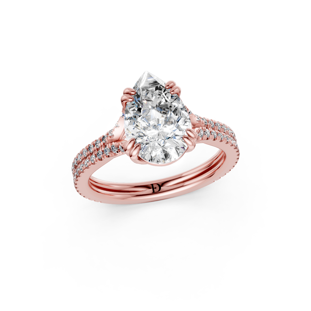 Pear Diamond Double Band Engagement Ring
