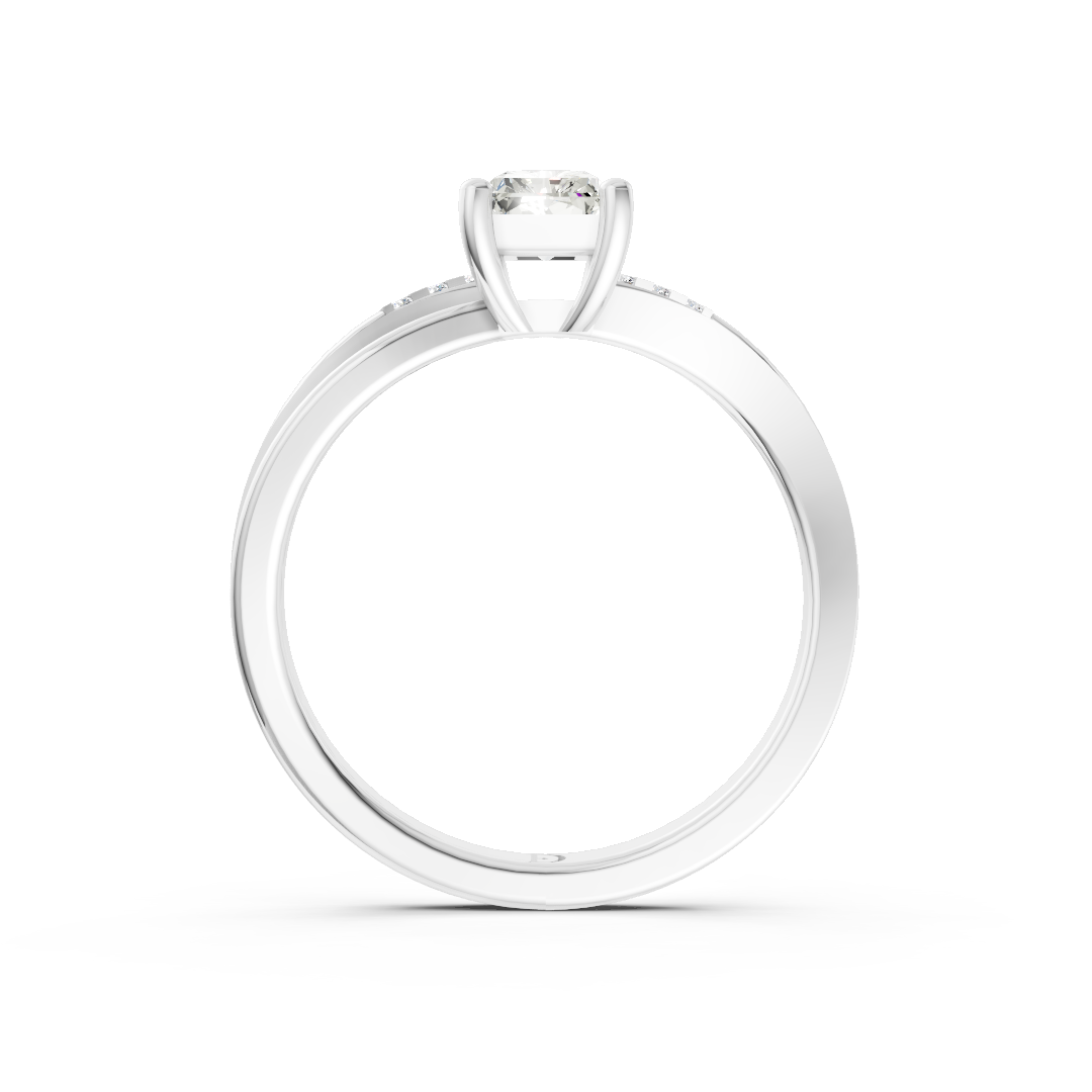 Radiant Cut Diamond Bypass Shank Pave Engagement Ring