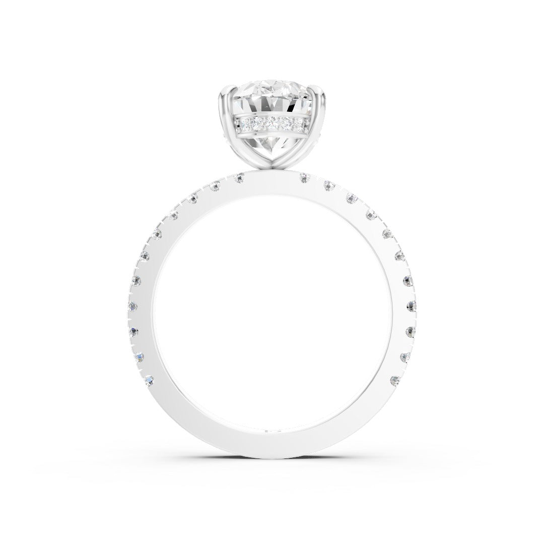 Oval Diamond With Under-Halo Settings Ring
