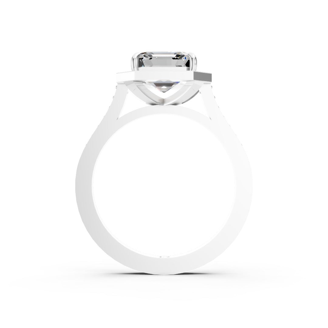Asscher Cut Lab Grown Diamond Halo Engagement Ring